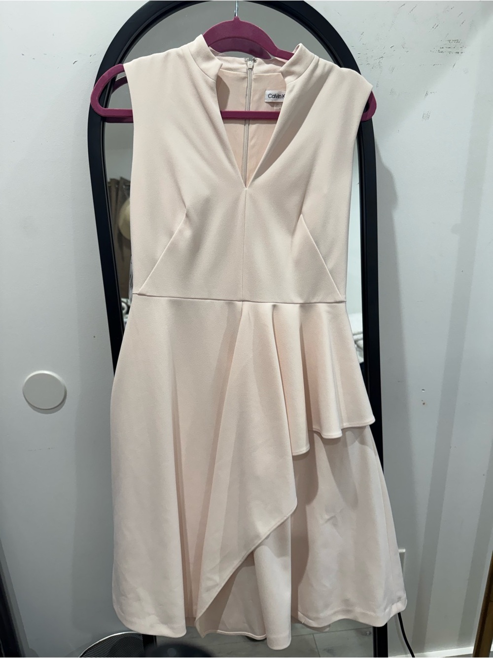 Calvin Klein Soft Blush Sleeveless Asymmetrical Dress
